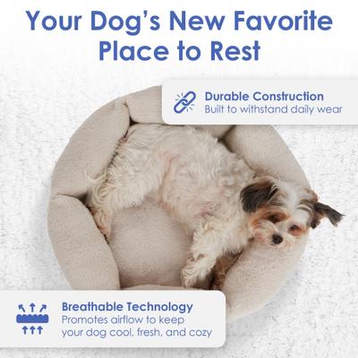 Show full view: American Kennel Club Donut Bolster Dog Bed, Tan, 20-in slide 2 of 7