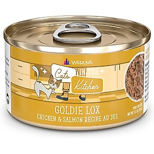 Weruva Cats in the Kitchen Goldie Lox Chicken & Salmon Au Jus Grain-Free Canned Cat Food, 3.2-oz, case of 24