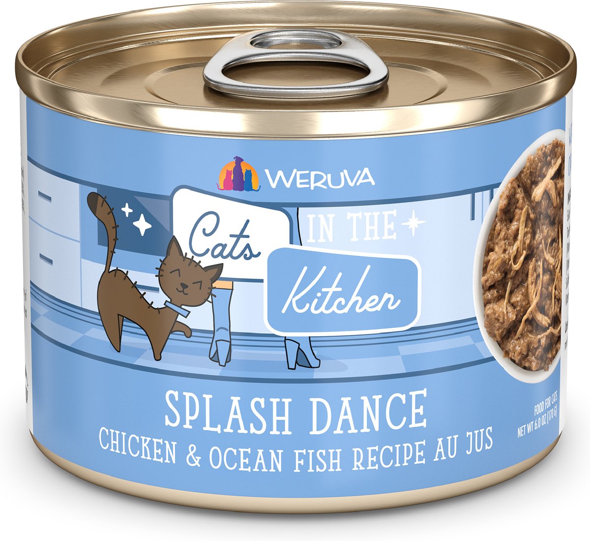 Weruva Cats in the Kitchen Splash Dance Chicken & Ocean Fish Au Jus Grain-Free Canned Cat Food