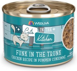 Weruva Cats in the Kitchen Funk In The Trunk Chicken in Pumpkin Consomme Grain-Free Canned Cat Food, 6-oz, case of 24