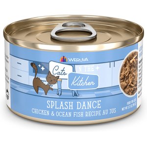 Weruva Cats in the Kitchen Splash Dance Chicken & Ocean Fish Au Jus Grain-Free Canned Cat Food, 3.2-oz, case of 24