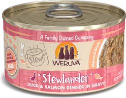 Weruva Classic Cat Stewlander Duck & Salmon in Gravy Stew Canned Cat Food, 2.8-oz can, case of 12