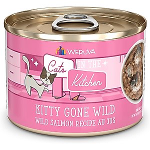 Weruva Cats in the Kitchen Kitty Gone Wild Salmon Au Jus Grain-Free Wet Cat Food, 6-oz, case of 24