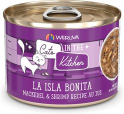 Weruva Cats in the Kitchen La Isla Bonita Mackerel & Shrimp Au Jus Grain-Free Canned Cat Food, 6-oz, case of 24