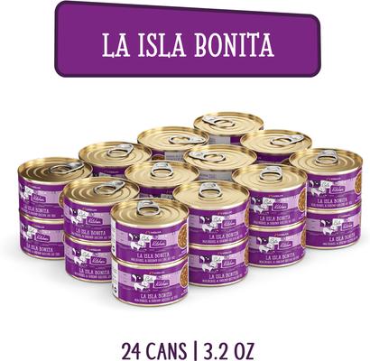 Show full view: Weruva Cats in the Kitchen La Isla Bonita Mackerel & Shrimp Au Jus Grain-Free Canned Cat Food, 3.2-oz, case of 24 slide 3 of 13