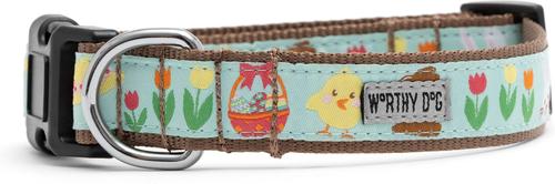 Show full view: The Worthy Dog Hoppy Easter Dog Collar, Blue, Medium: 11 to 17-in neck, 1-in wide slide 2 of 4