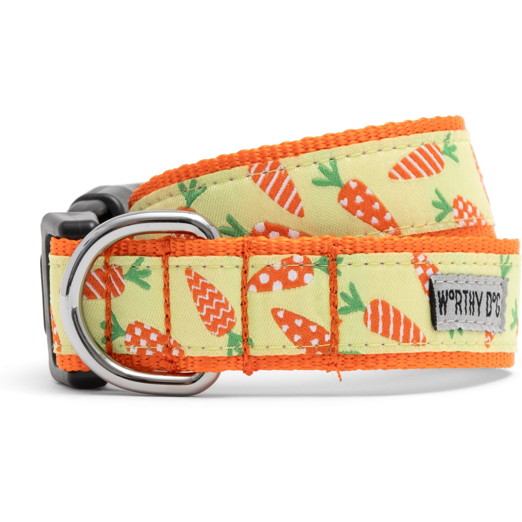 The Worthy Dog Crazy Carrots Dog Collar, Green, X-Large: 17 to 23-in neck, 1-in wide