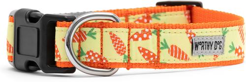 Show full view: The Worthy Dog Crazy Carrots Dog Collar, Green, Small: 8 to 14-in neck, 5/8-in wide slide 2 of 3