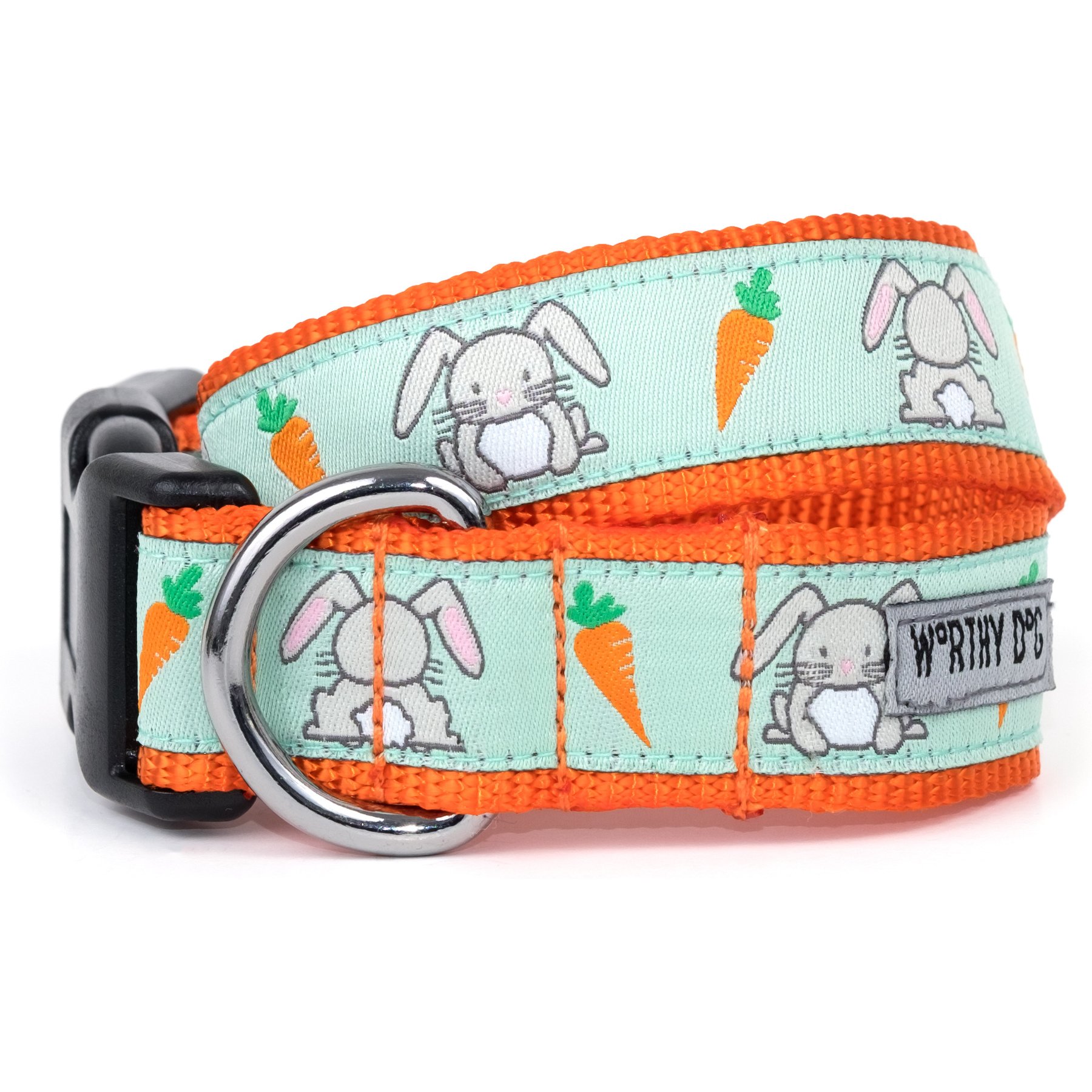 The Worthy Dog Bunnies Dog Collar, Mint Green, Large: 14 to 20-in neck, 1-in wide
