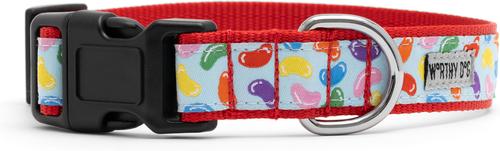 Show full view: The Worthy Dog Jelly Beans Dog Collar, Blue, X-Large: 17 to 23-in neck, 1-in wide slide 2 of 3