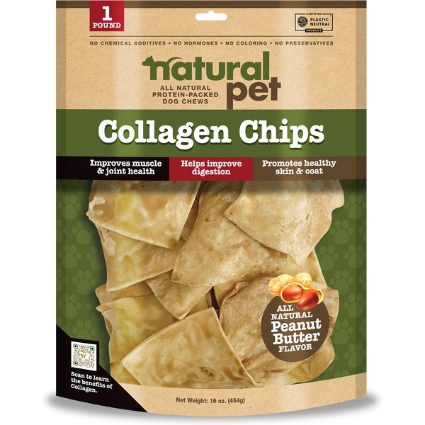 Natural Pet Collagen Chips Natural Dog Chew Treats, 16-oz bag