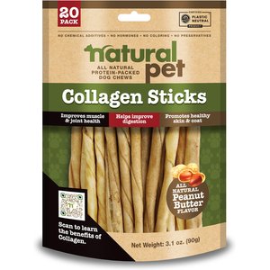 Natural Pet Collagen Twists Stix Natural Dog Chew Treats, 20 count