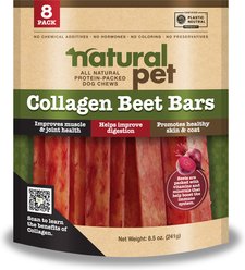 Natural Pet Collagen Beet Bars Natural Dog Chew Treats, 8 count