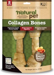 Natural Pet Collagen Bones 6 to 7-inch Natural Dog Chew Treats, 2 count
