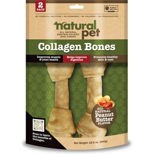 Natural Pet Collagen Bones 6 to 7-inch Natural Dog Chew Treats, 2 count