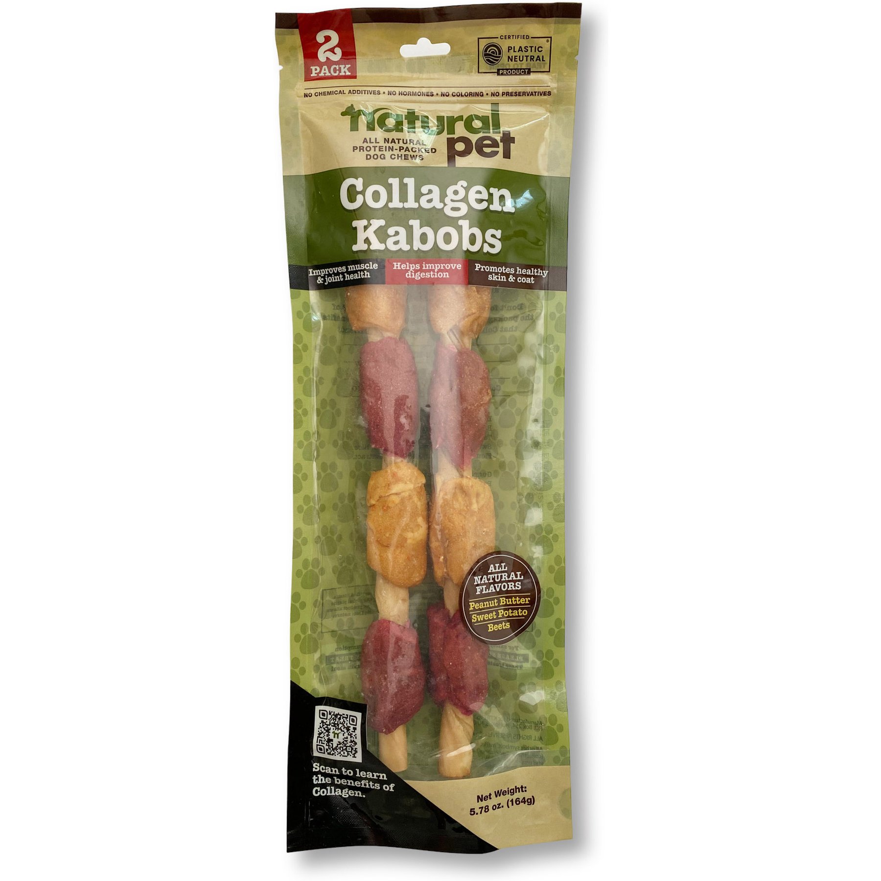 Natural Pet Collagen Jumbo Kabobs Natural Dog Chew Treats, 2 count