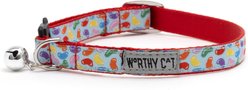 The Worthy Dog Jelly Beans Cat Collar, Blue, 9 to 11-in neck, 1/2-in wide
