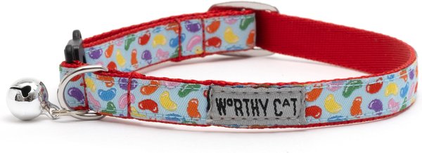 The Worthy Dog Jelly Beans Cat Collar, Blue, 9 to 11-in neck, 1/2-in wide