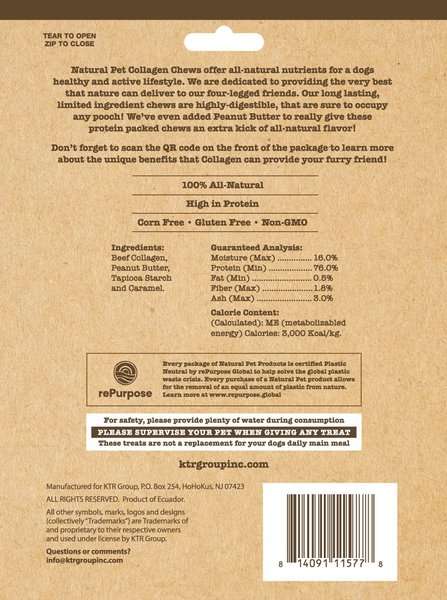 Natural Pet Collagen Beet Bars Natural Dog Chew Treats, 8 count