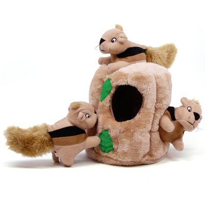 Outward Hound Outward Hound Hide-A-Squirrel Interactive Squeaky Puzzle Plush Dog Toy, Large