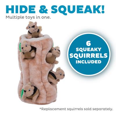 Show full view: Outward Hound Hide-A-Squirrel Interactive Squeaky Puzzle Plush Dog Toy, X-Large slide 3 of 11
