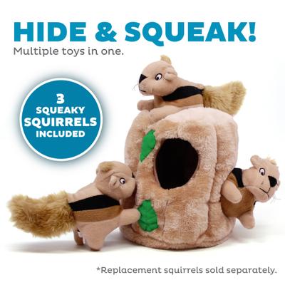 Show full view: Outward Hound Hide-A-Squirrel Interactive Squeaky Puzzle Plush Dog Toy, Large slide 3 of 11