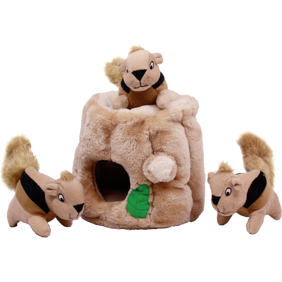 Outward Hound Hide-A-Squirrel Interactive Squeaky Puzzle Plush Dog Toy, Medium