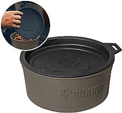 GUNNER Spill-Proof Lid Non-Skid Plastic Dog Bowl, Gunmetal