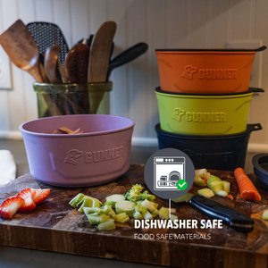 GUNNER Spill-Proof Lid Non-Skid Plastic Dog Bowl, Lavender