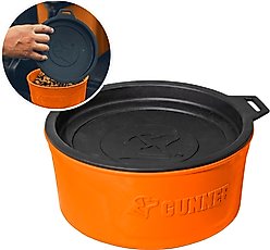GUNNER Spill-Proof Lid Non-Skid Plastic Dog Bowl, Blaze Orange