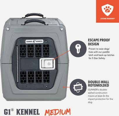 Show full view: GUNNER G1 Double-Walled Dog Kennel, Gunmetal, Medium slide 3 of 7