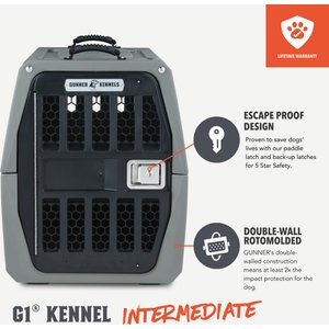 GUNNER G1 Double-Walled Dog Kennel, Gunmetal, Intermediate