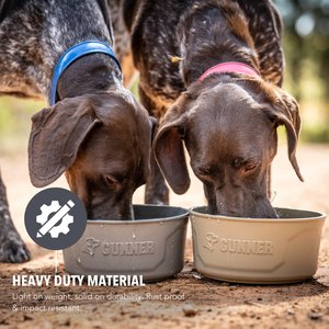 GUNNER Spill-Proof Lid Non-Skid Plastic Dog Bowl, Gunmetal