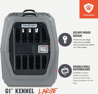 Show full view: GUNNER G1 Double-Walled Dog Kennel, Gunmetal, Large slide 3 of 7