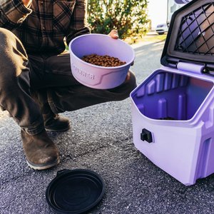 GUNNER Spill-Proof Lid Non-Skid Plastic Dog Bowl, Lavender