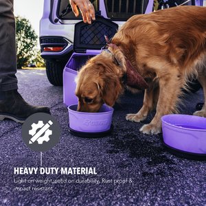 GUNNER Spill-Proof Lid Non-Skid Plastic Dog Bowl, Lavender