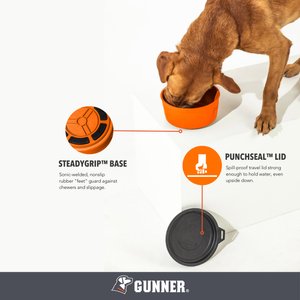 GUNNER Spill-Proof Lid Non-Skid Plastic Dog Bowl, Blaze Orange