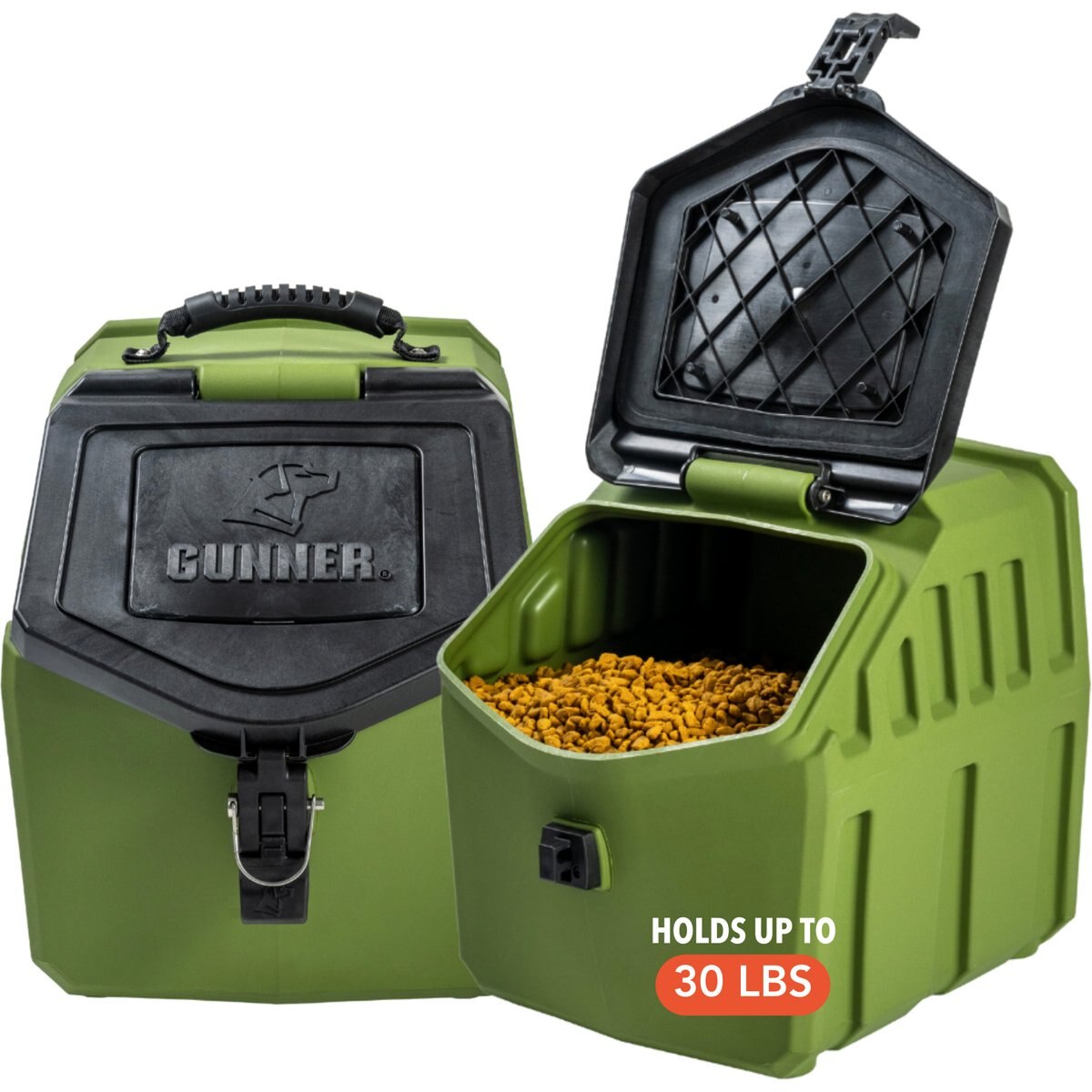 GUNNER Food Crate Dog Food Storage Container, Duck Green, 30-lb