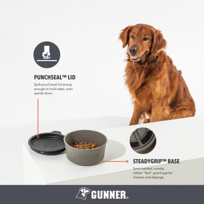 Show full view: GUNNER Spill-Proof Lid Non-Skid Plastic Dog Bowl, Gunmetal slide 2 of 7