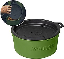 GUNNER Spill-Proof Lid Non-Skid Plastic Dog Bowl, Duck Green