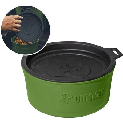 GUNNER GUNNER Spill-Proof Lid Non-Skid Plastic Dog Bowl, Duck Green