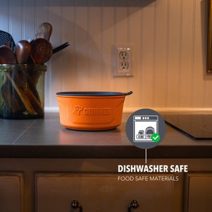 GUNNER Spill-Proof Lid Non-Skid Plastic Dog Bowl, Blaze Orange