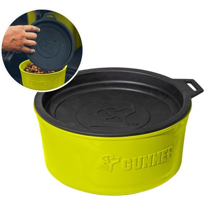 GUNNER GUNNER Spill-Proof Lid Non-Skid Plastic Dog Bowl, Sulphur Springs