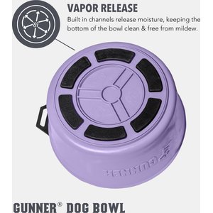 GUNNER Spill-Proof Lid Non-Skid Plastic Dog Bowl, Lavender