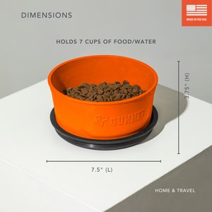 GUNNER Spill-Proof Lid Non-Skid Plastic Dog Bowl, Blaze Orange