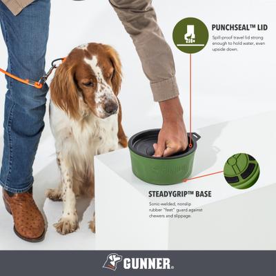 Show full view: GUNNER Spill-Proof Lid Non-Skid Plastic Dog Bowl, Duck Green slide 3 of 7