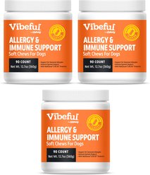 Vibeful Allergy & Immune Support Peanut Butter Flavored Soft Chews Allergy & Immune Supplement for Dogs, 90 count, bundle of 3