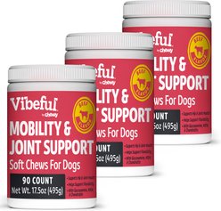 Vibeful Mobility & Joint Health Beef Flavored Soft Chews Glucosamine Joint Supplement for Dogs, 270 count bundle