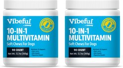 Vibeful 10-in-1 Multivitamin Bites Peanut Butter Flavored Soft Chews Supplement for Dogs, 90 count, bundle of 2
