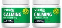 Vibeful Calming Melatonin Peanut Butter Flavored Soft Chews Calming Supplement for Dogs, 90 count, bundle of 2